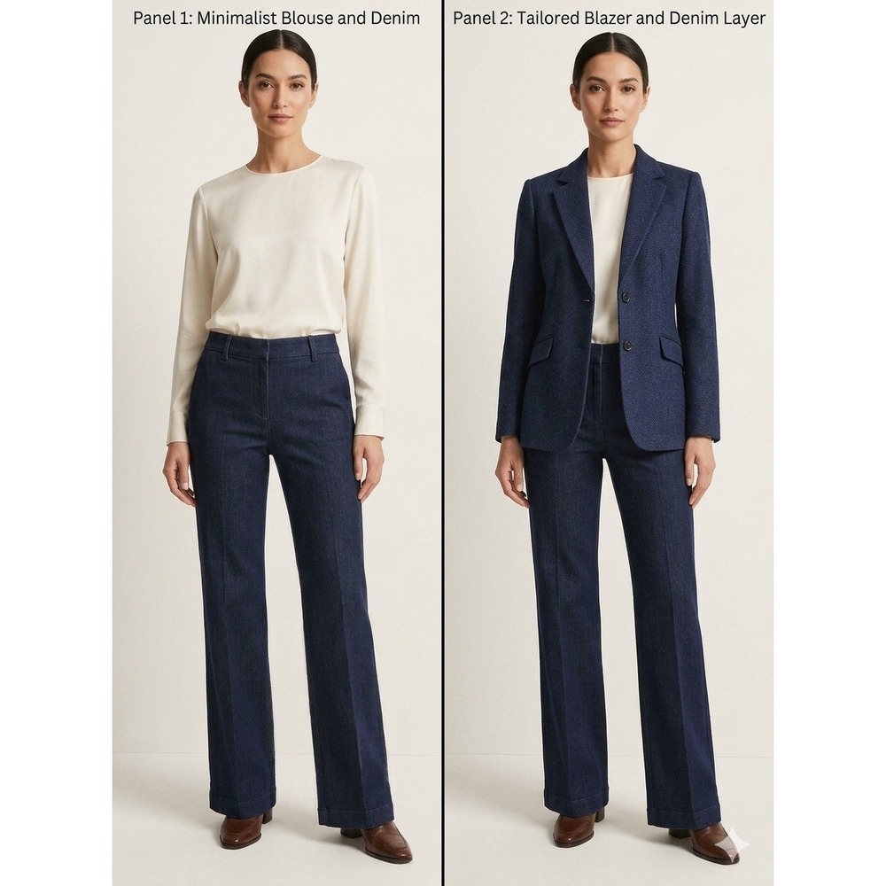Ann Taylor LOFT Marisa Trousers 8 Dark Blue Heritage Office Casual Chambray